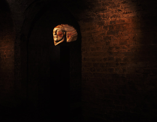 Emily Young in the Crypt at Saint Pancras New Church